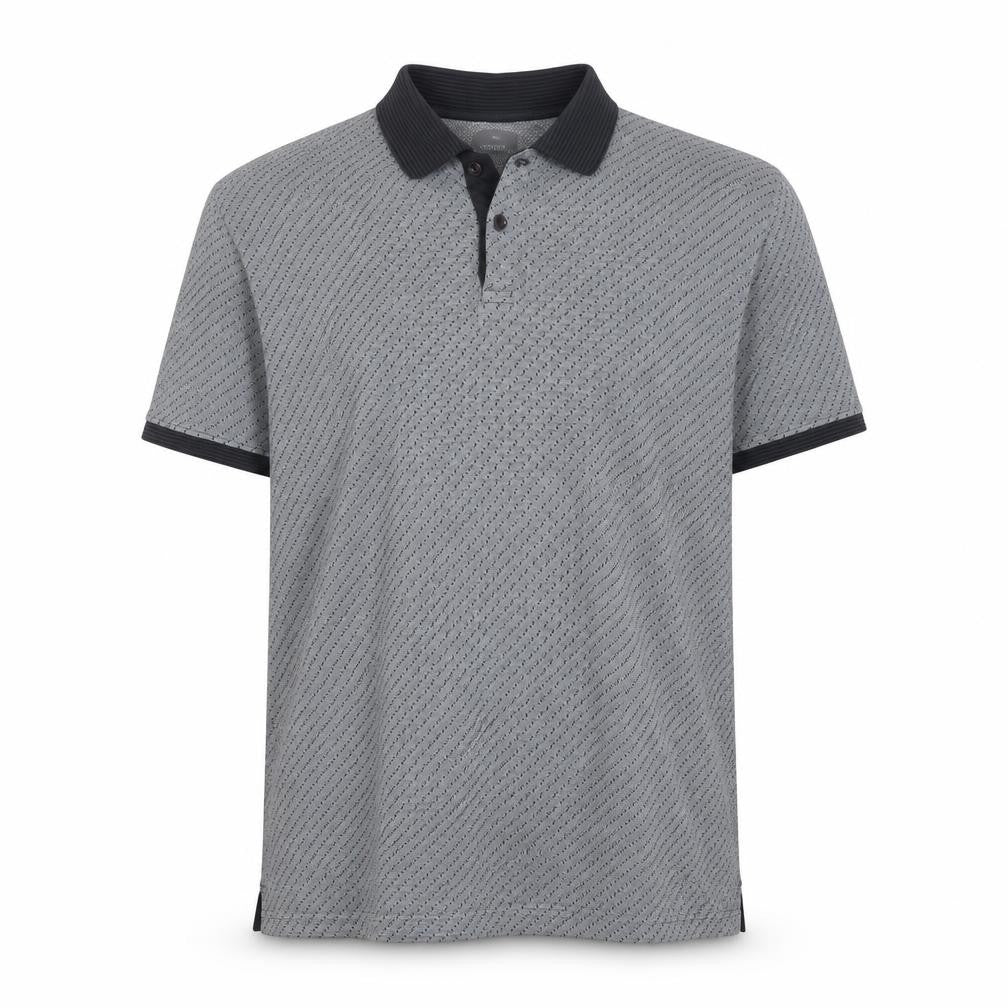 Peter Werth Men's Grey XL Striped Cotton Short Sleeve Polo Shirt