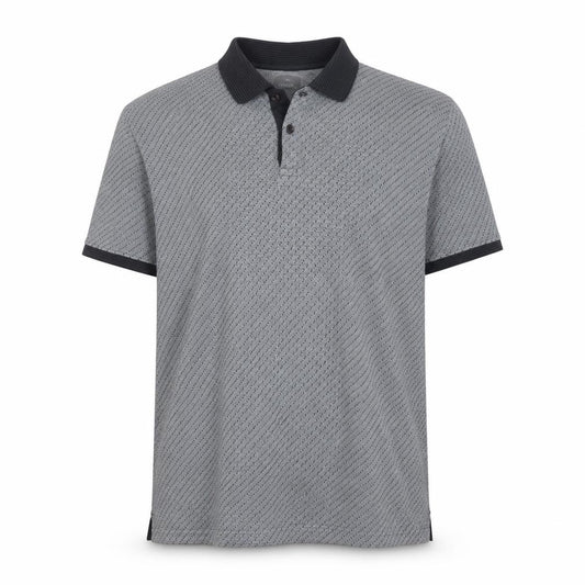 Peter Werth Men's Grey XL Striped Cotton Short Sleeve Polo Shirt