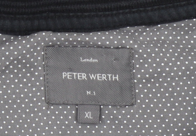 Peter Werth Men's Grey XL Striped Cotton Short Sleeve Polo Shirt