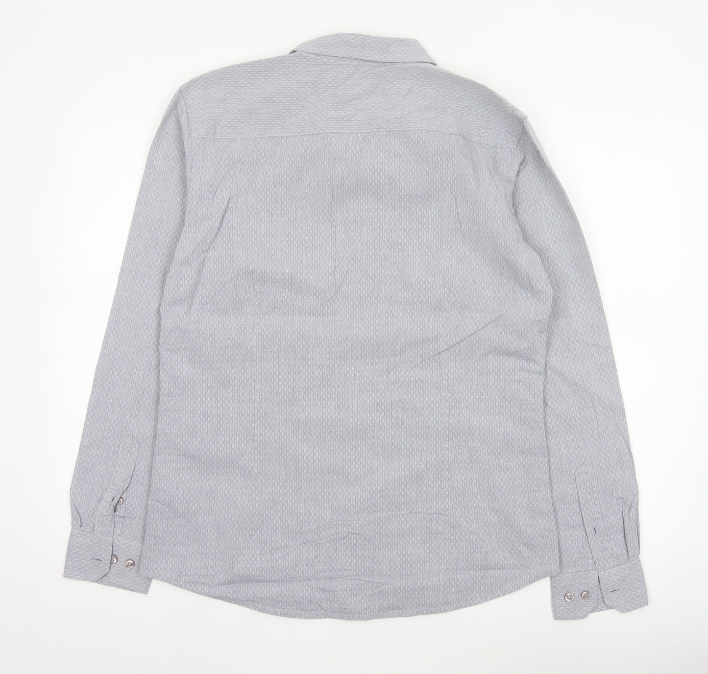 Retro Fire Men's Grey M Geometric Cotton Long Sleeve Button-Up Shirt