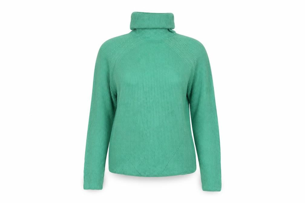 Marks & Spencer Women Green M Rib Knit Roll Neck Jumper
