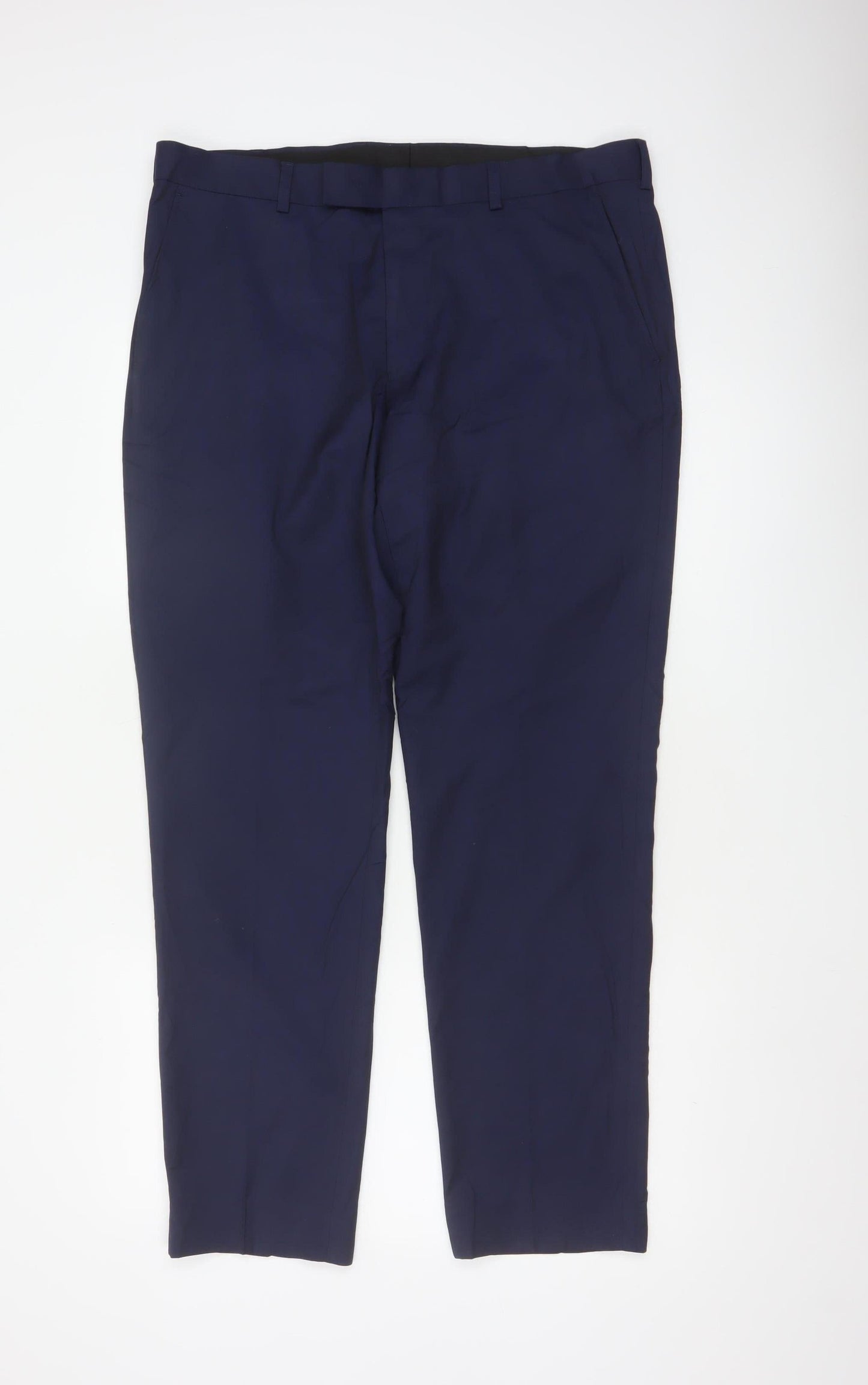 Moss London Men’s Blue 36 Regular Straight Dress Trousers Lined