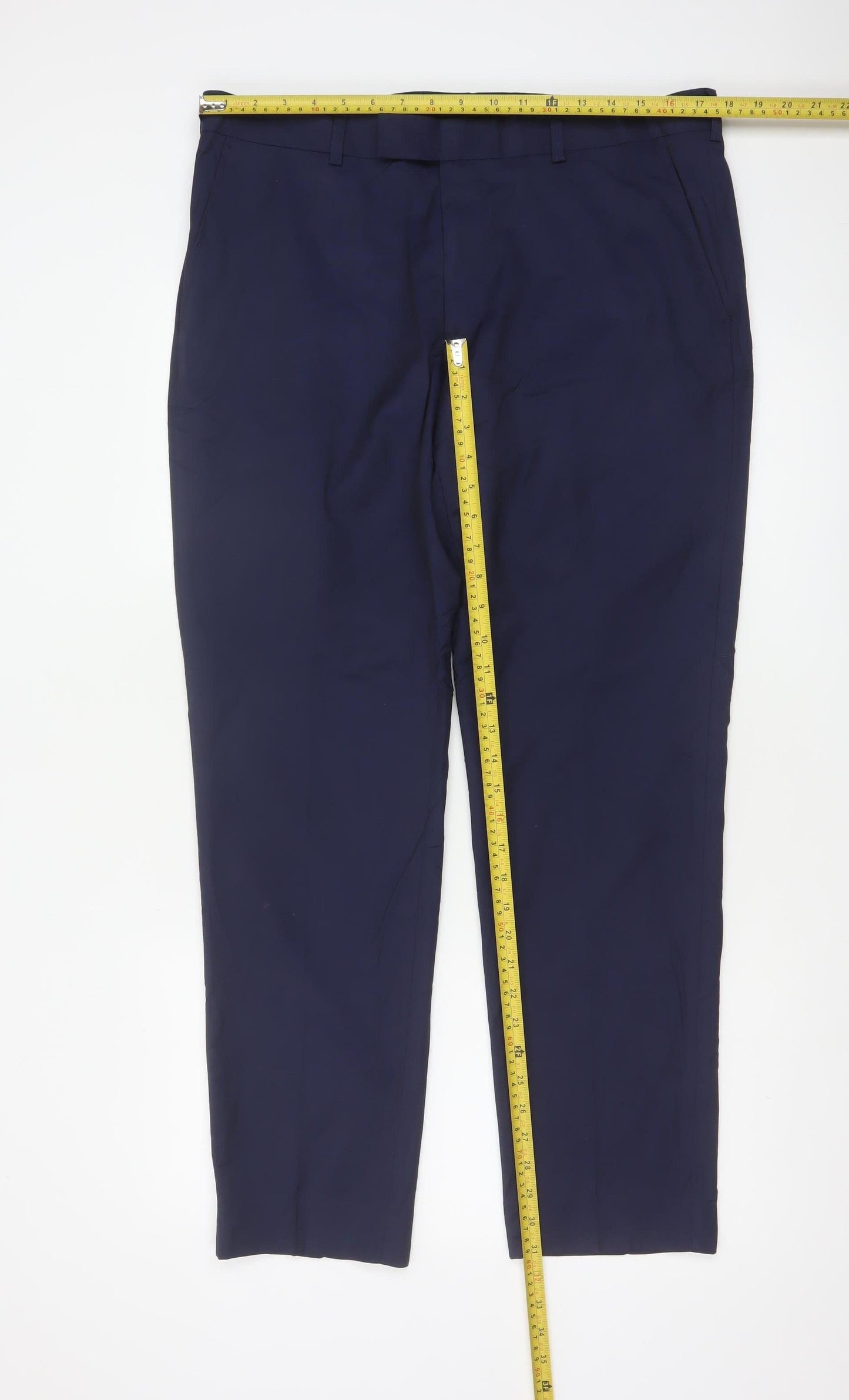 Moss London Men’s Blue 36 Regular Straight Dress Trousers Lined