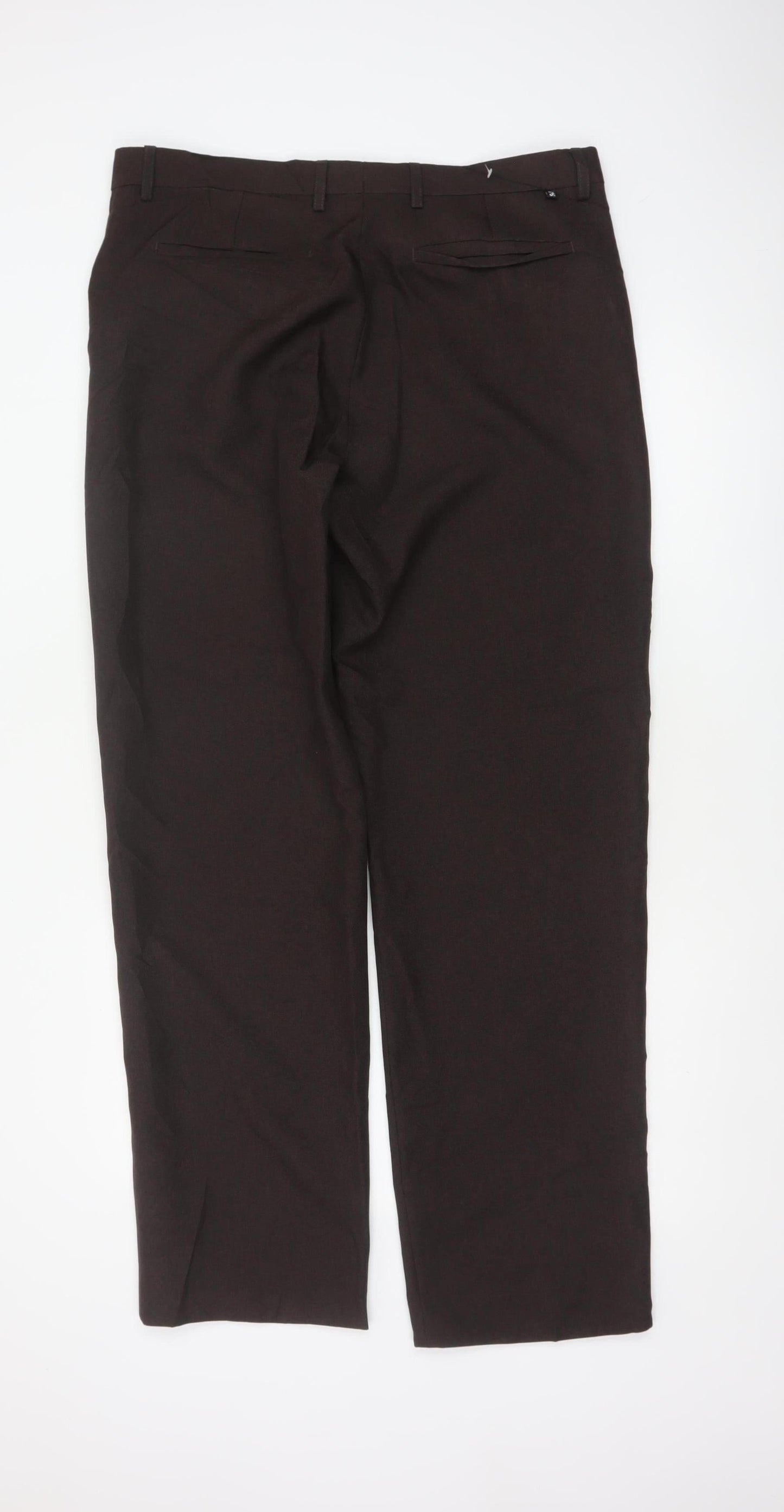 Farah Men's Black 36 L33 Straight Flat Front Dress Trousers Smart Formal