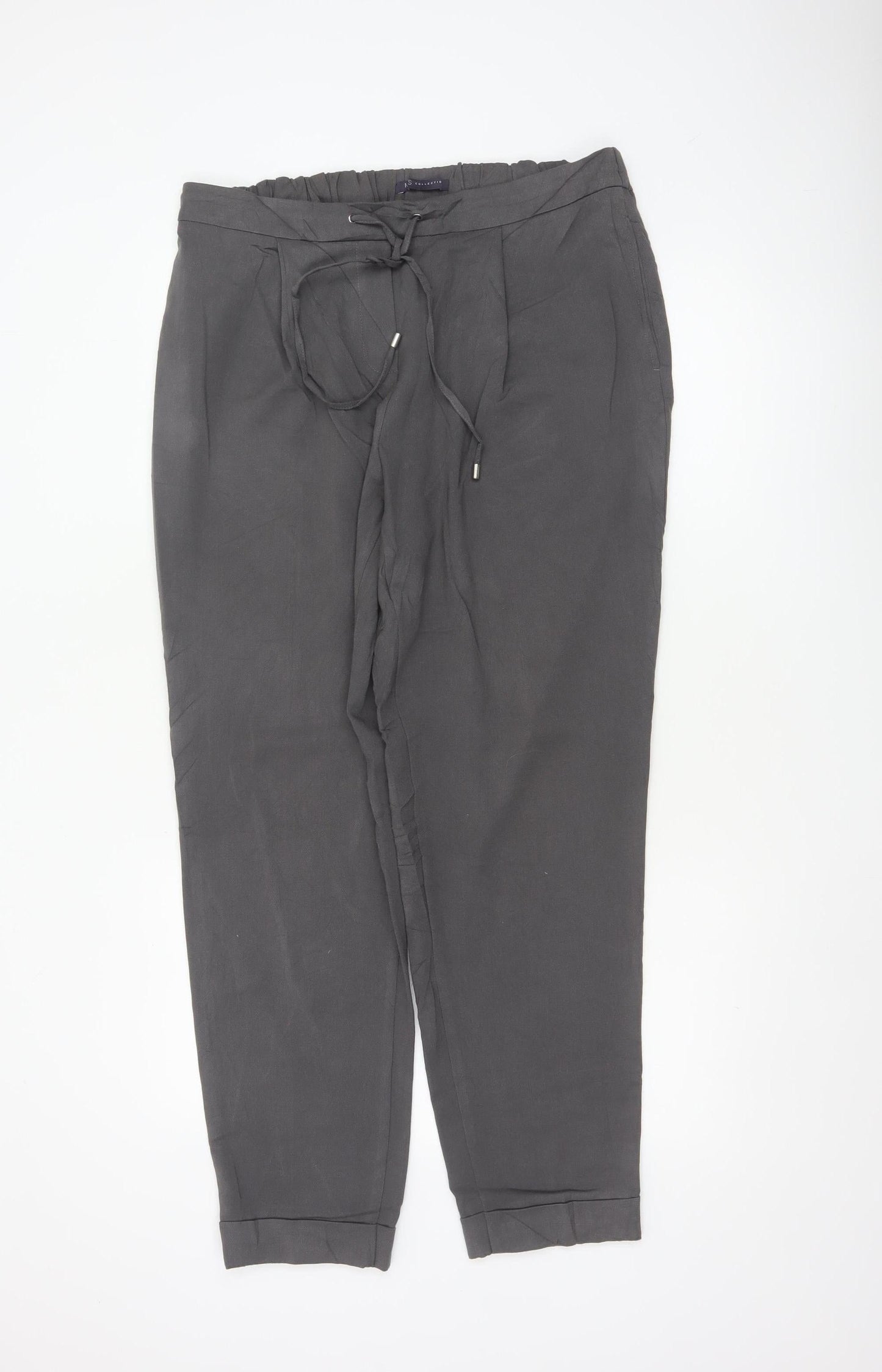 Marks Spencer Womens Grey UK 14 Long Tapered Drawstring Jogger Trousers