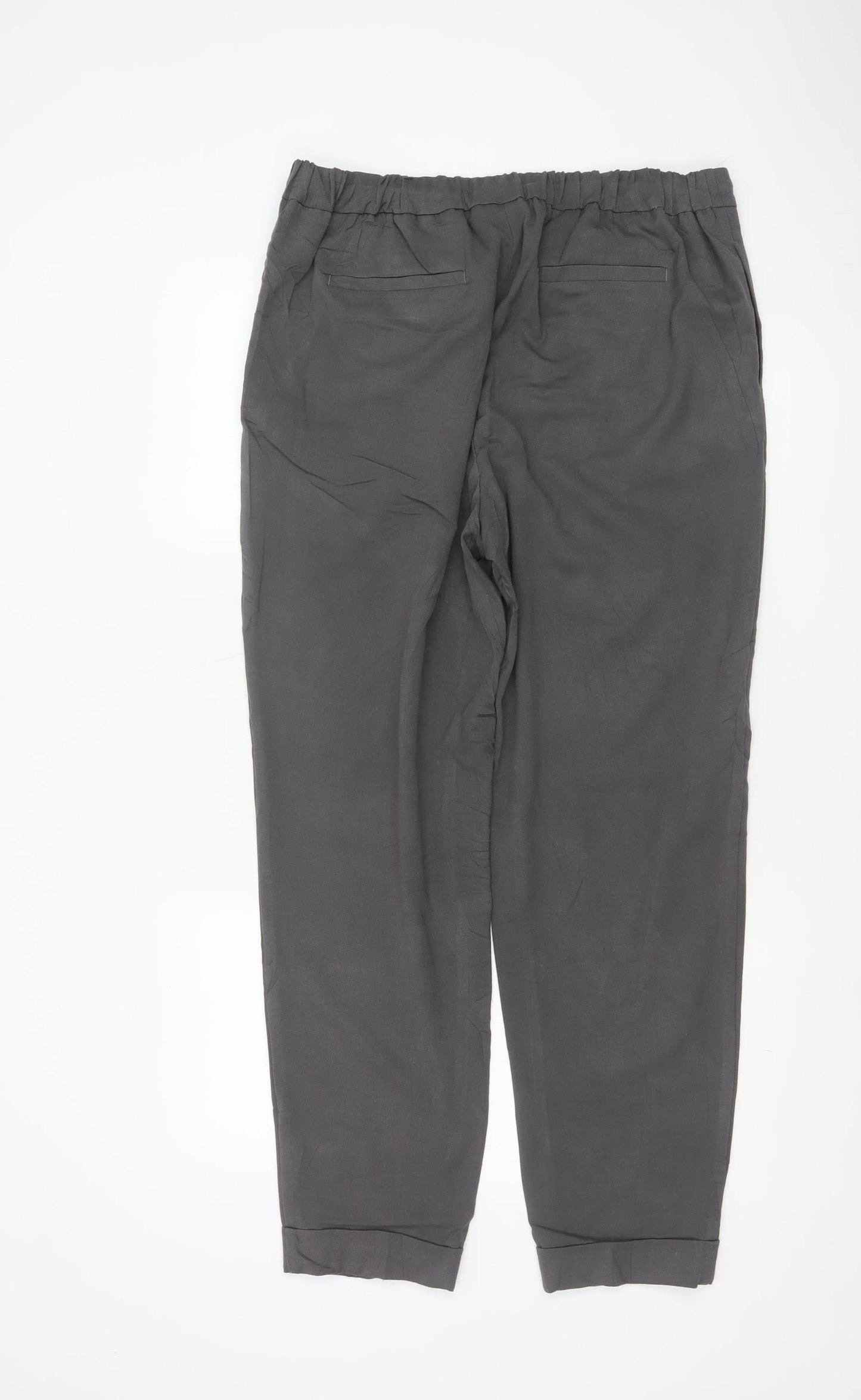 Marks Spencer Womens Grey UK 14 Long Tapered Drawstring Jogger Trousers