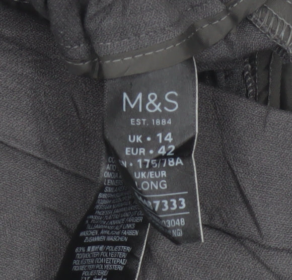 Marks Spencer Womens Grey UK 14 Long Tapered Drawstring Jogger Trousers