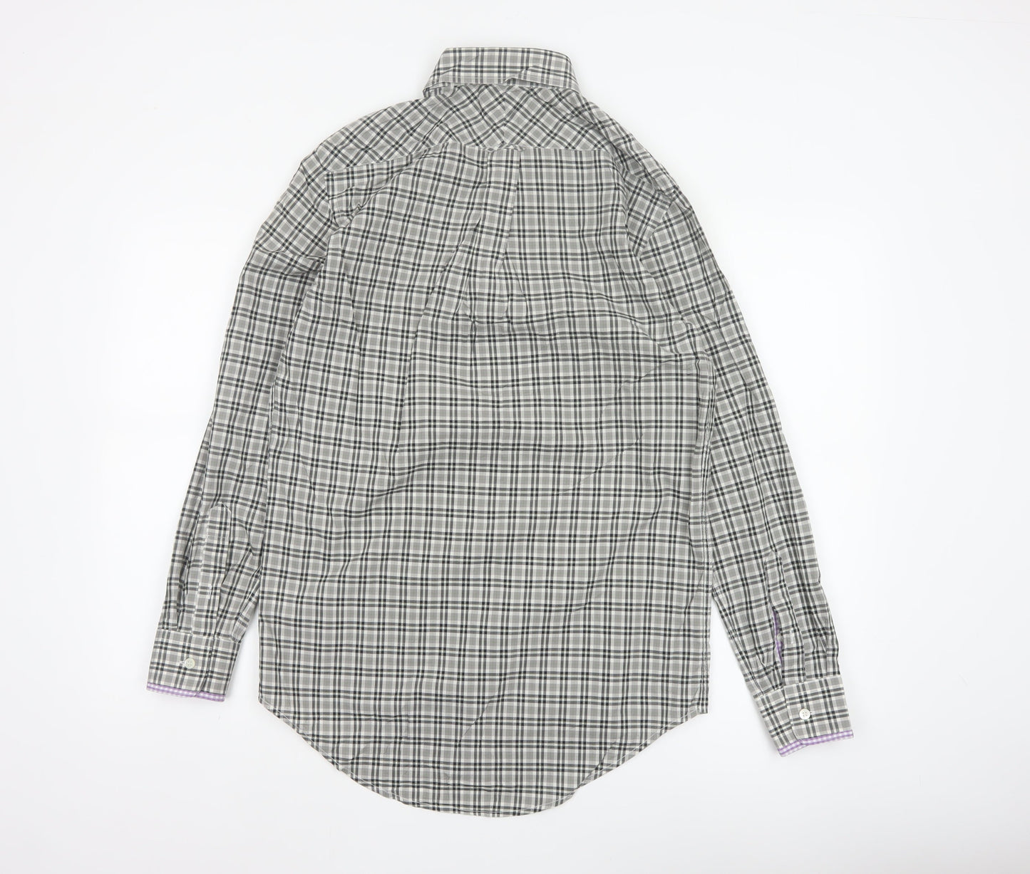 Lyle & Scott Men’s Grey Check Cotton Button-Up Shirt Size S Long Sleeve