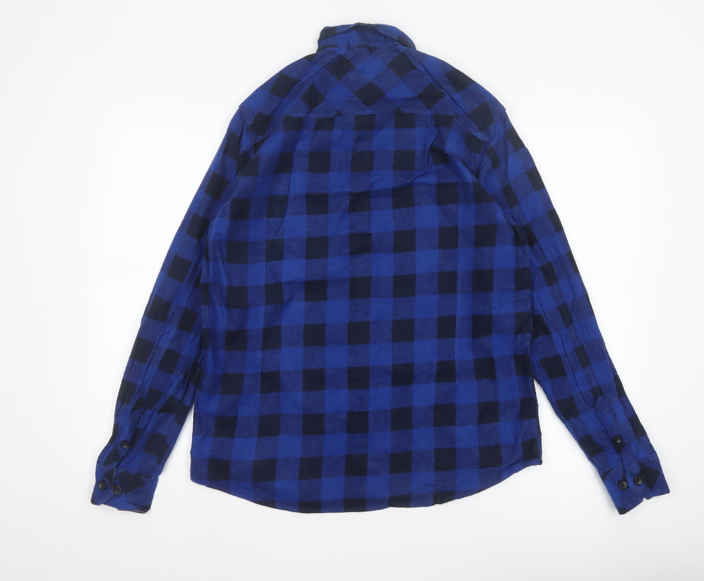 Tokyo Laundry Men's Blue Check Cotton Shirt M Long Sleeve Button-Up