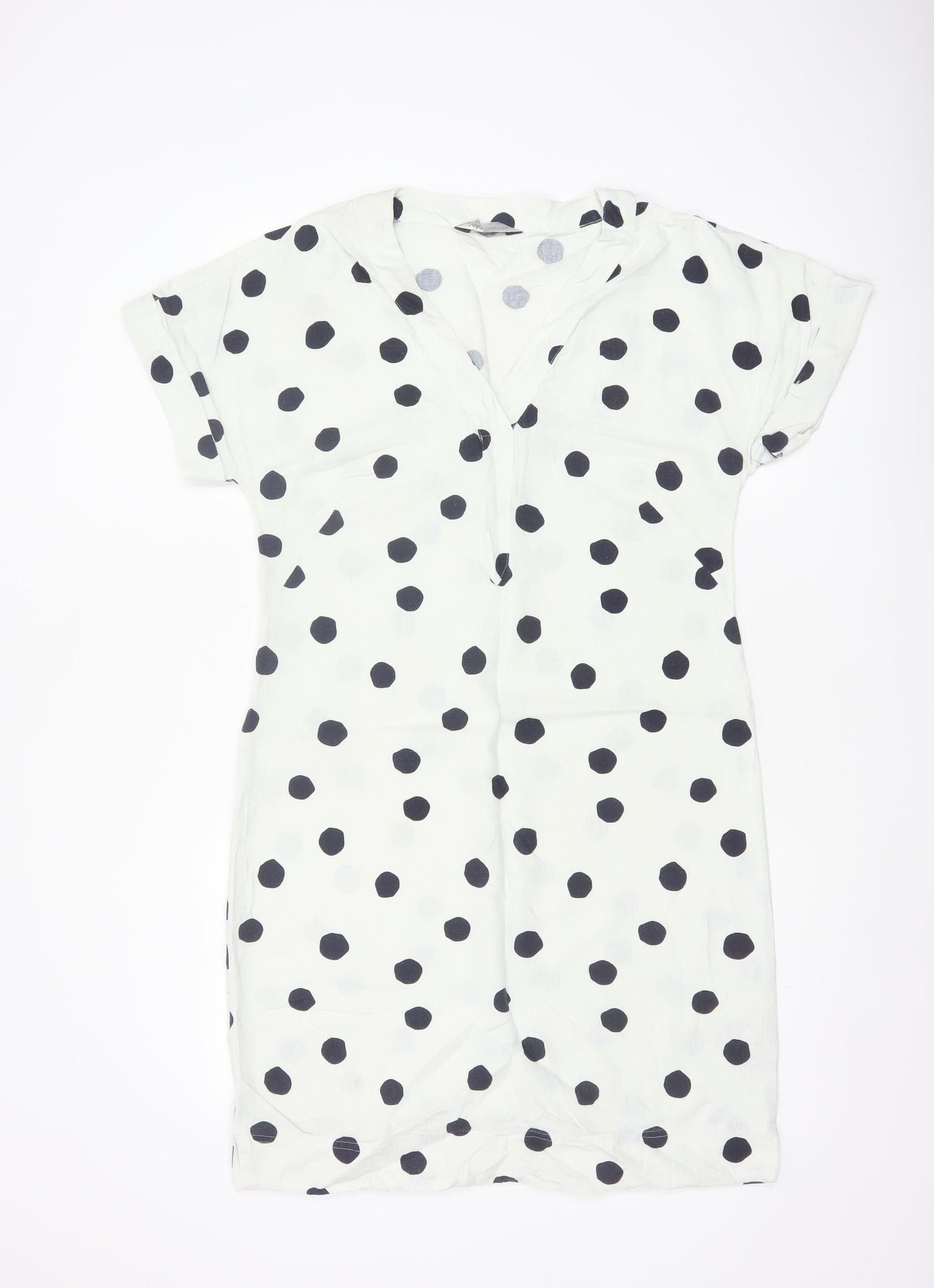 Marks and Spencer Women White Black Polka Dot UK 10 Shift Midi Dress