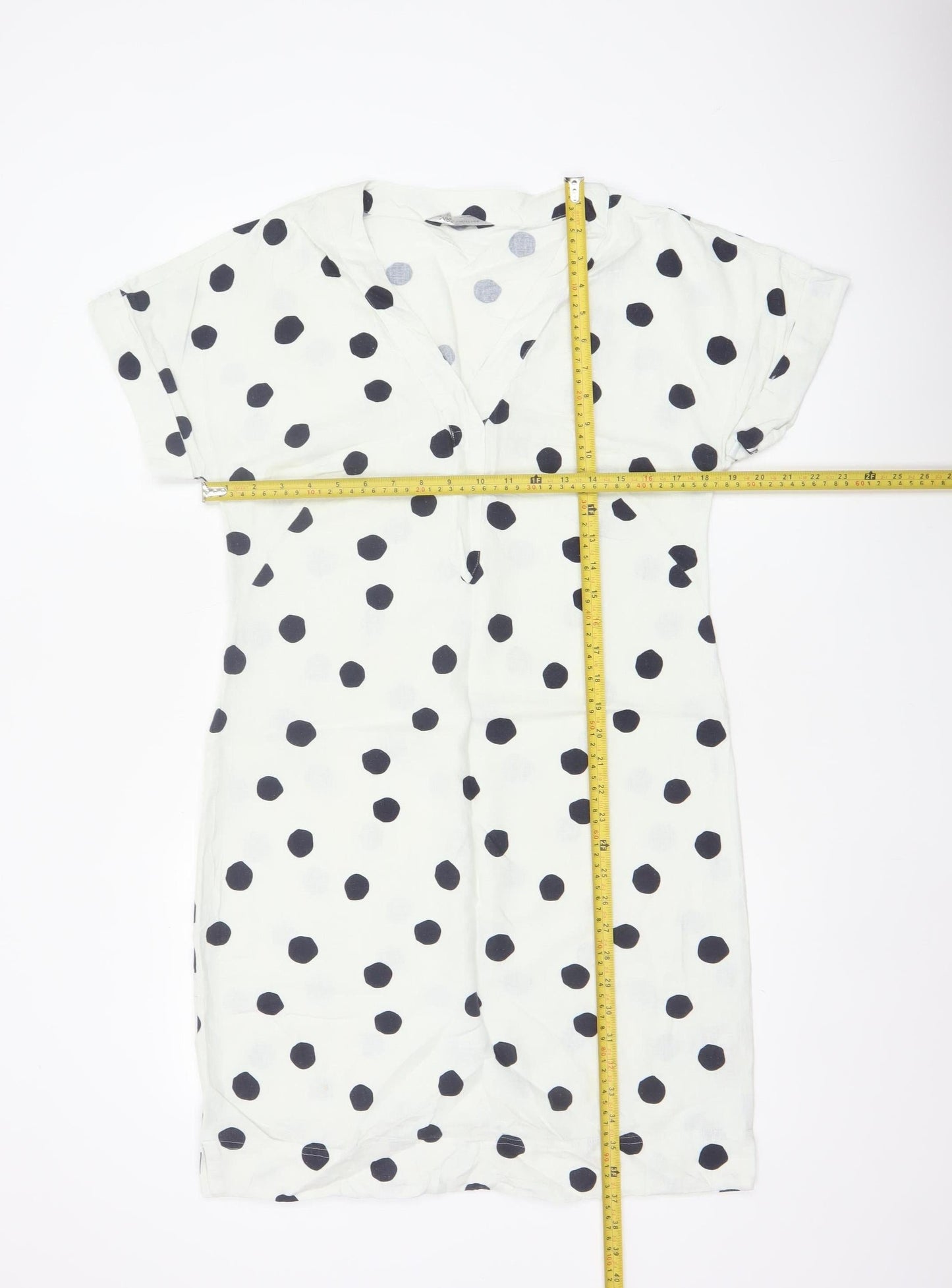 Marks and Spencer Women White Black Polka Dot UK 10 Shift Midi Dress