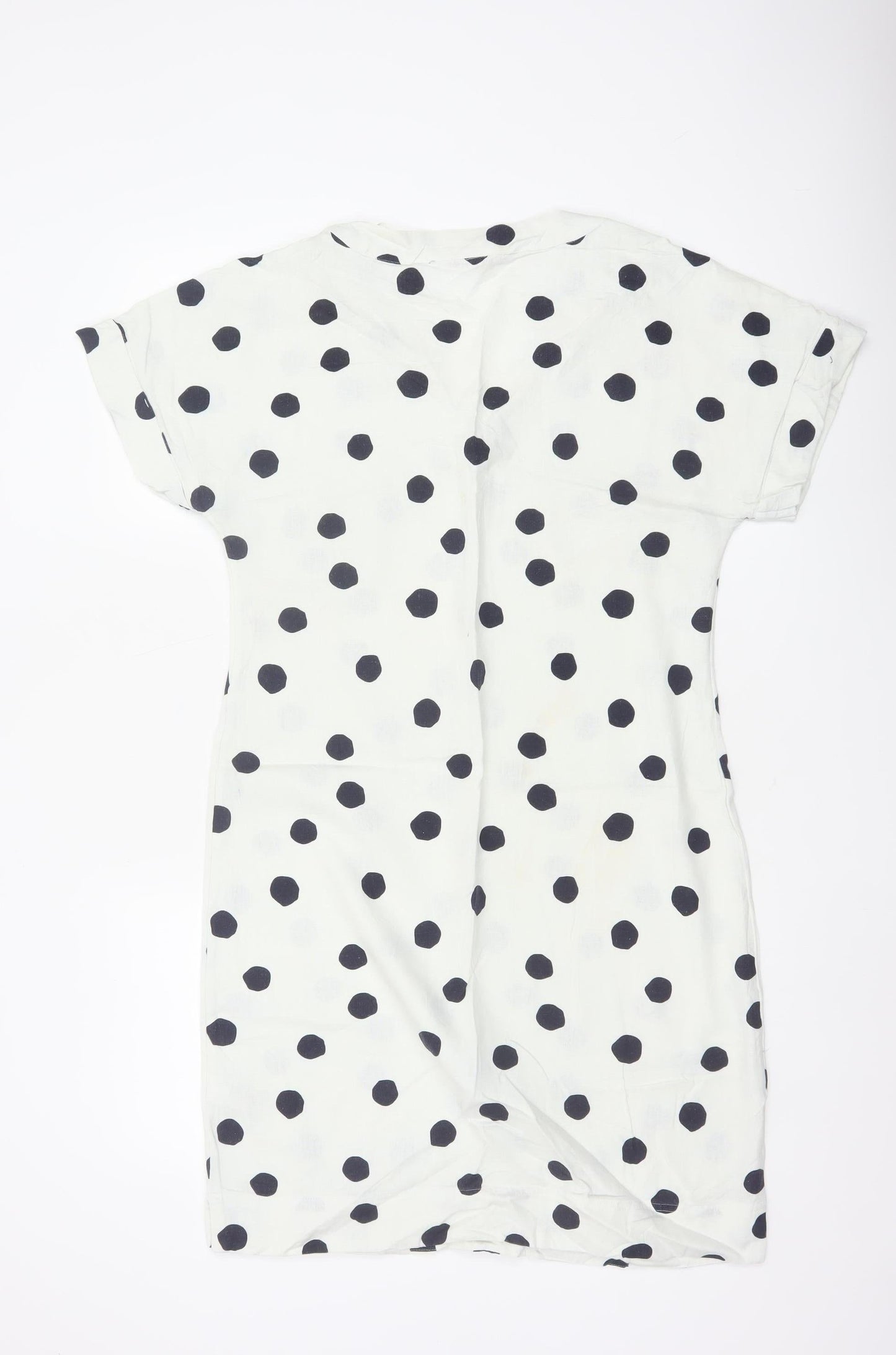 Marks and Spencer Women White Black Polka Dot UK 10 Shift Midi Dress