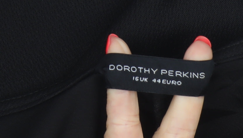 Dorothy Perkins Women Black UK 16 Bodycon Knee Length Flared Sleeve Dress