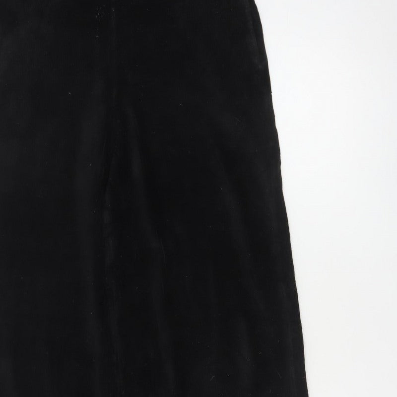 M&S Collection Women’s Black Size 14 Long Velvet Wide-Leg Trousers