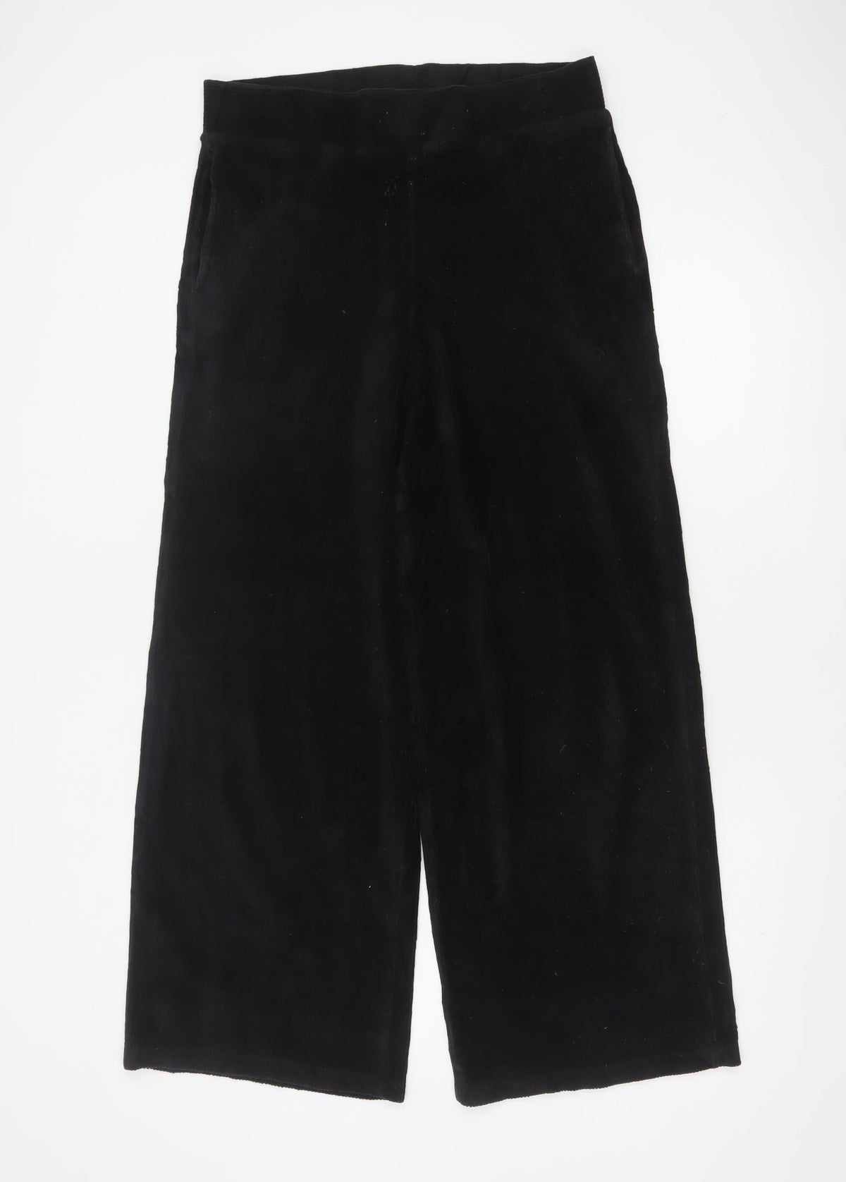 M&S Collection Women’s Black Size 14 Long Velvet Wide-Leg Trousers