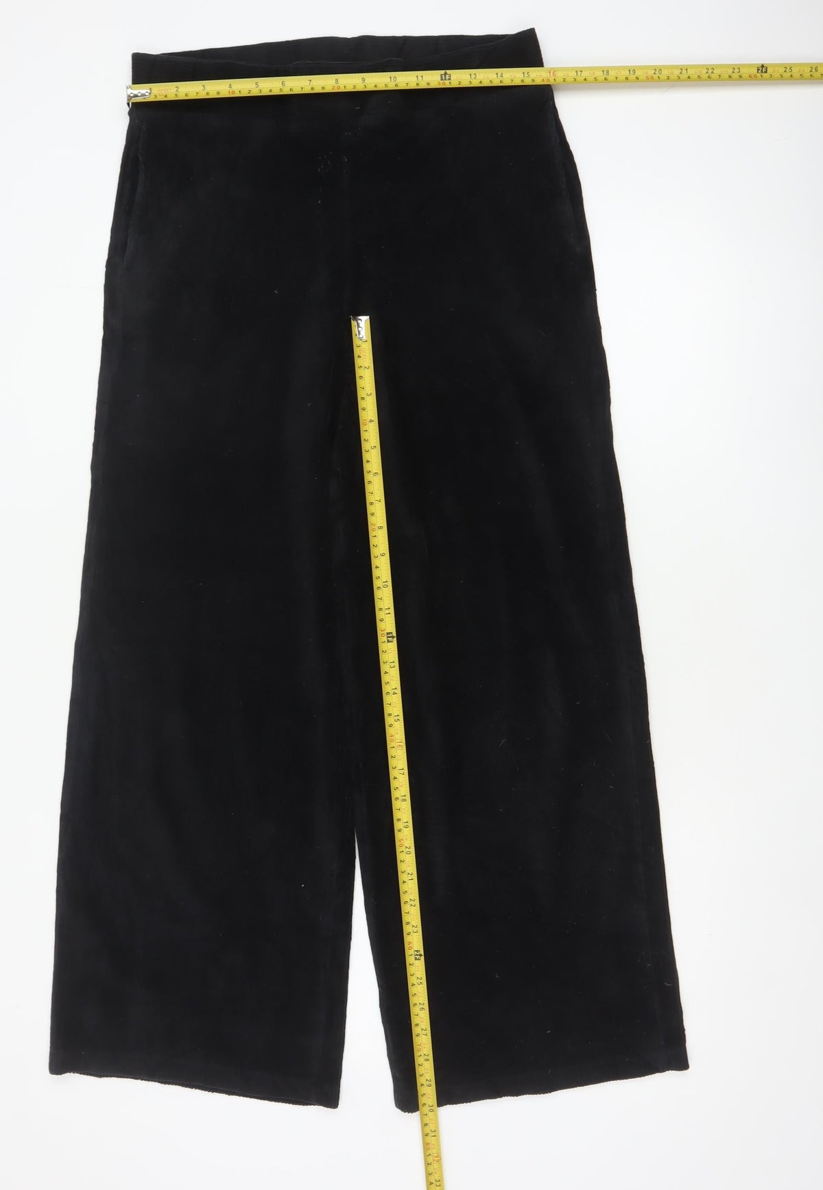 M&S Collection Women’s Black Size 14 Long Velvet Wide-Leg Trousers