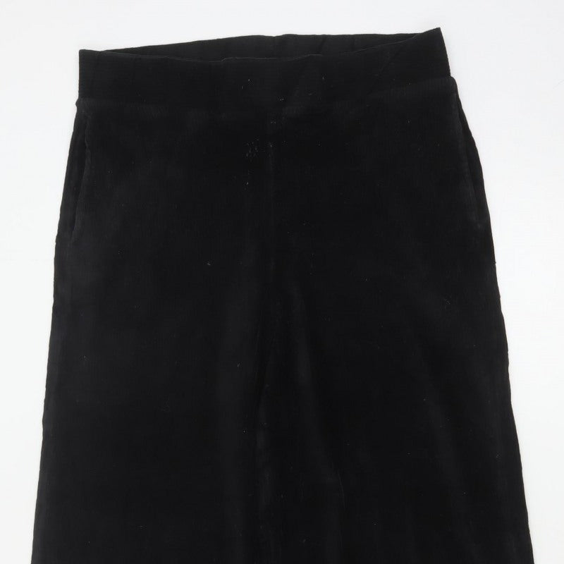 M&S Collection Women’s Black Size 14 Long Velvet Wide-Leg Trousers