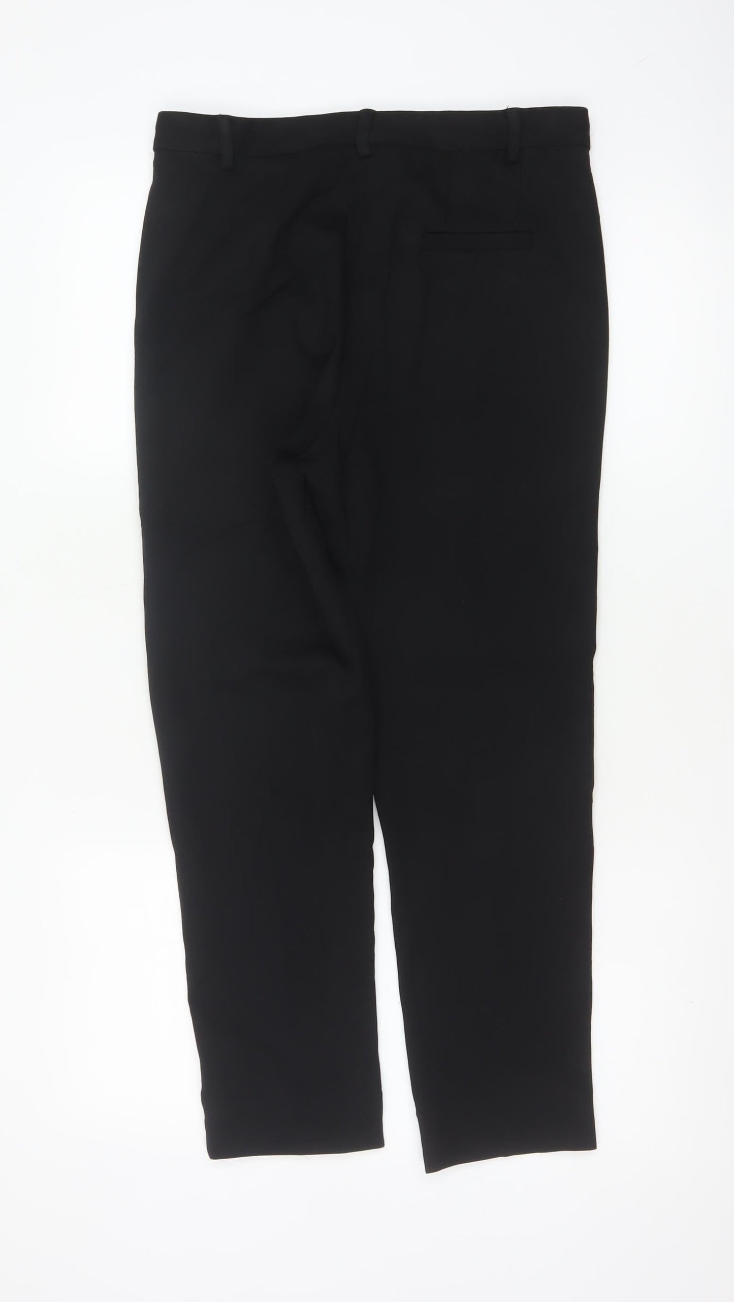 Marks and Spencer Women Black UK 10 Short Straight Zip Detail Trousers