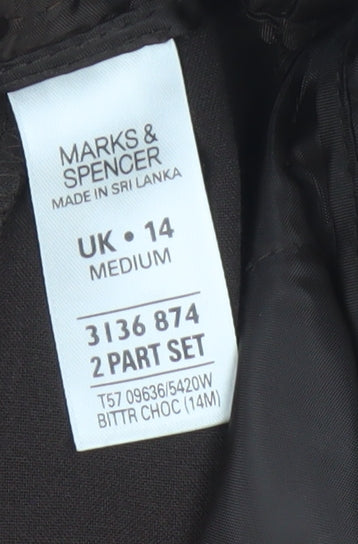 Marks & Spencer Women Brown UK 14 Wide Leg Tailored Dress Trousers