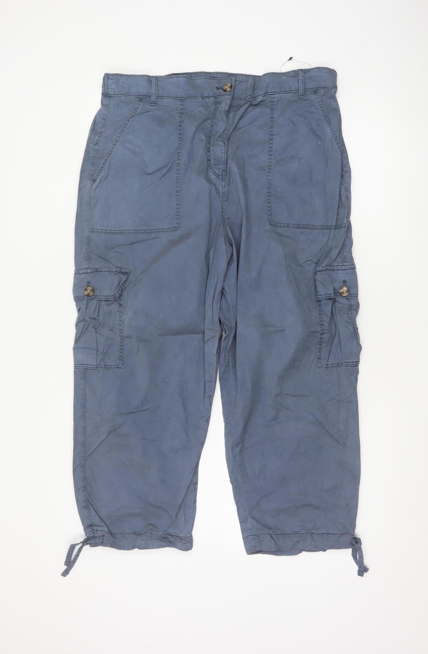 Marks & Spencer Women Blue UK 16 Cargo Trousers Lyocell Cotton