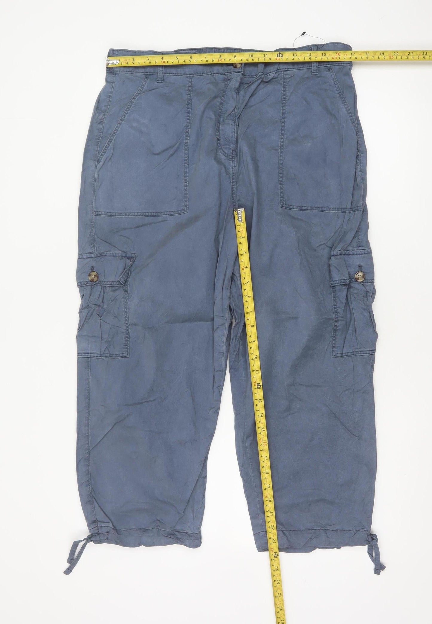 Marks & Spencer Women Blue UK 16 Cargo Trousers Lyocell Cotton