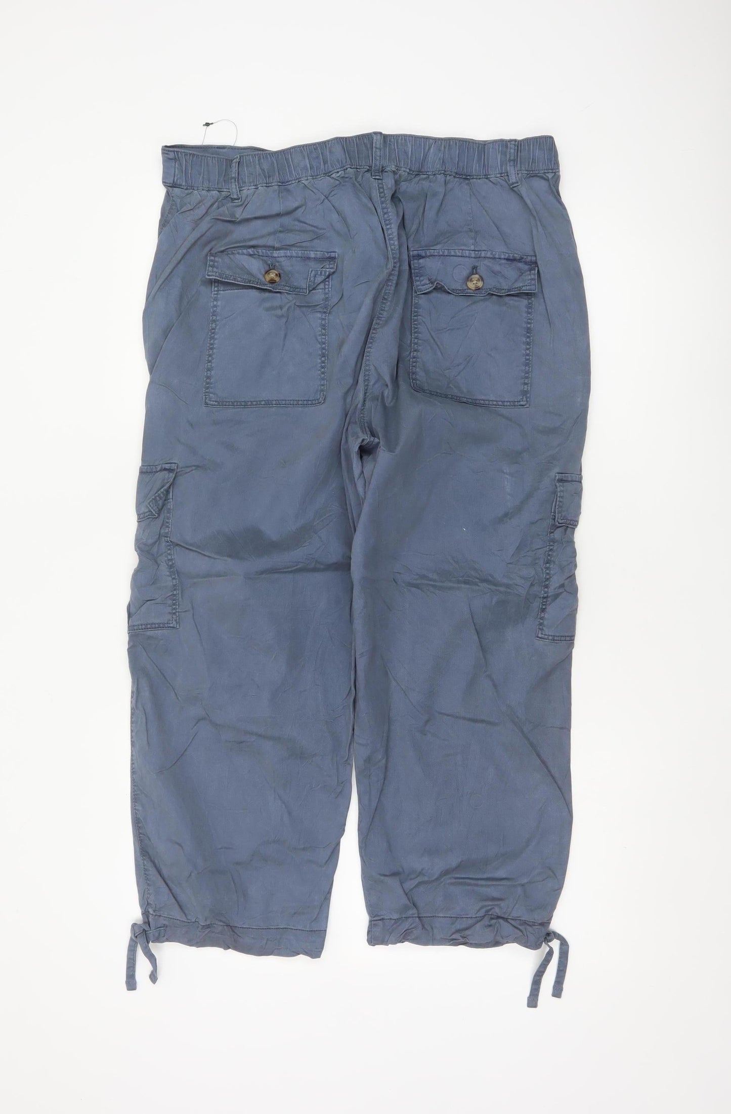 Marks & Spencer Women Blue UK 16 Cargo Trousers Lyocell Cotton
