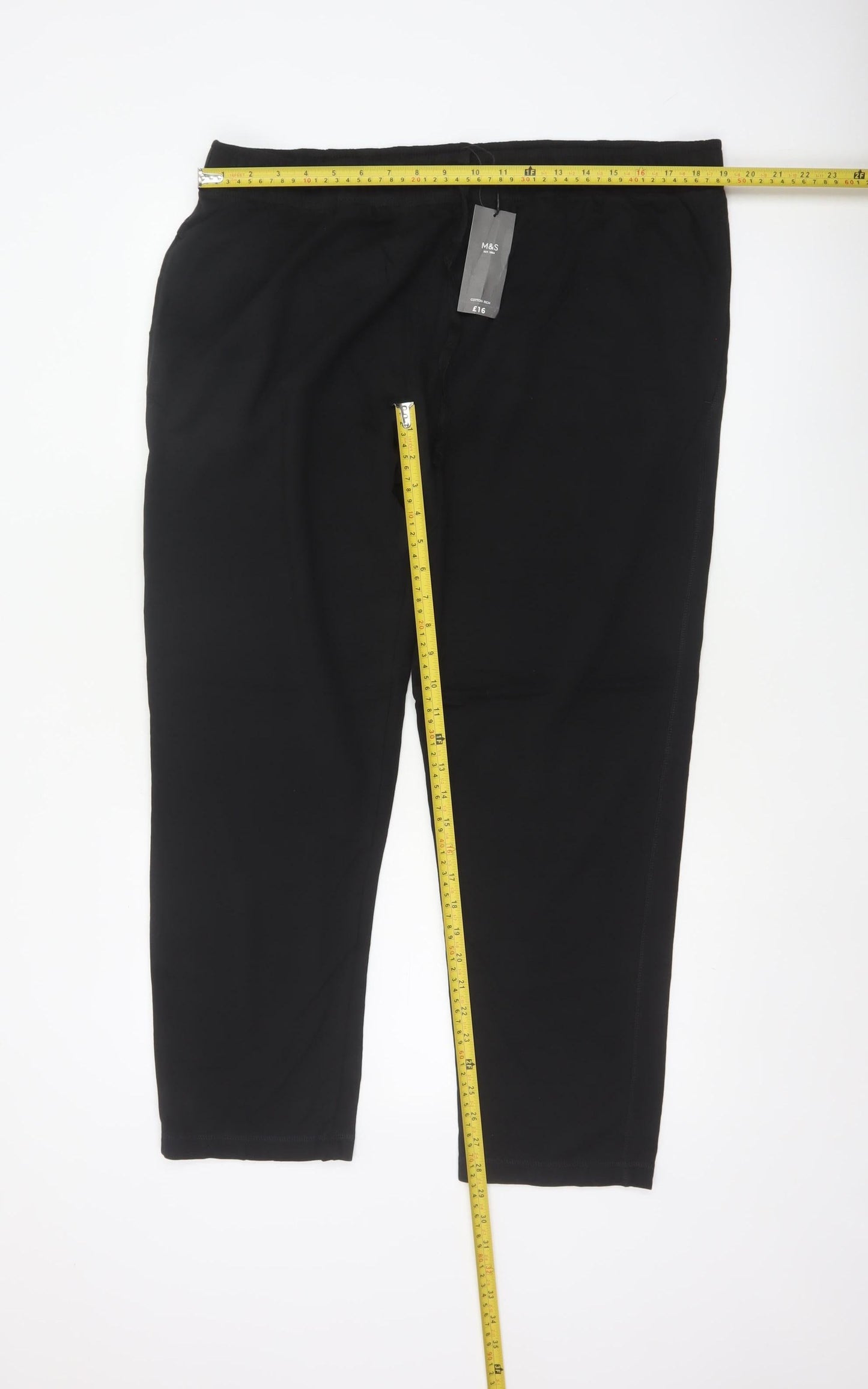 M&S Men’s Black 3XL Cotton Rich Jogger Trousers 42-44in 29in