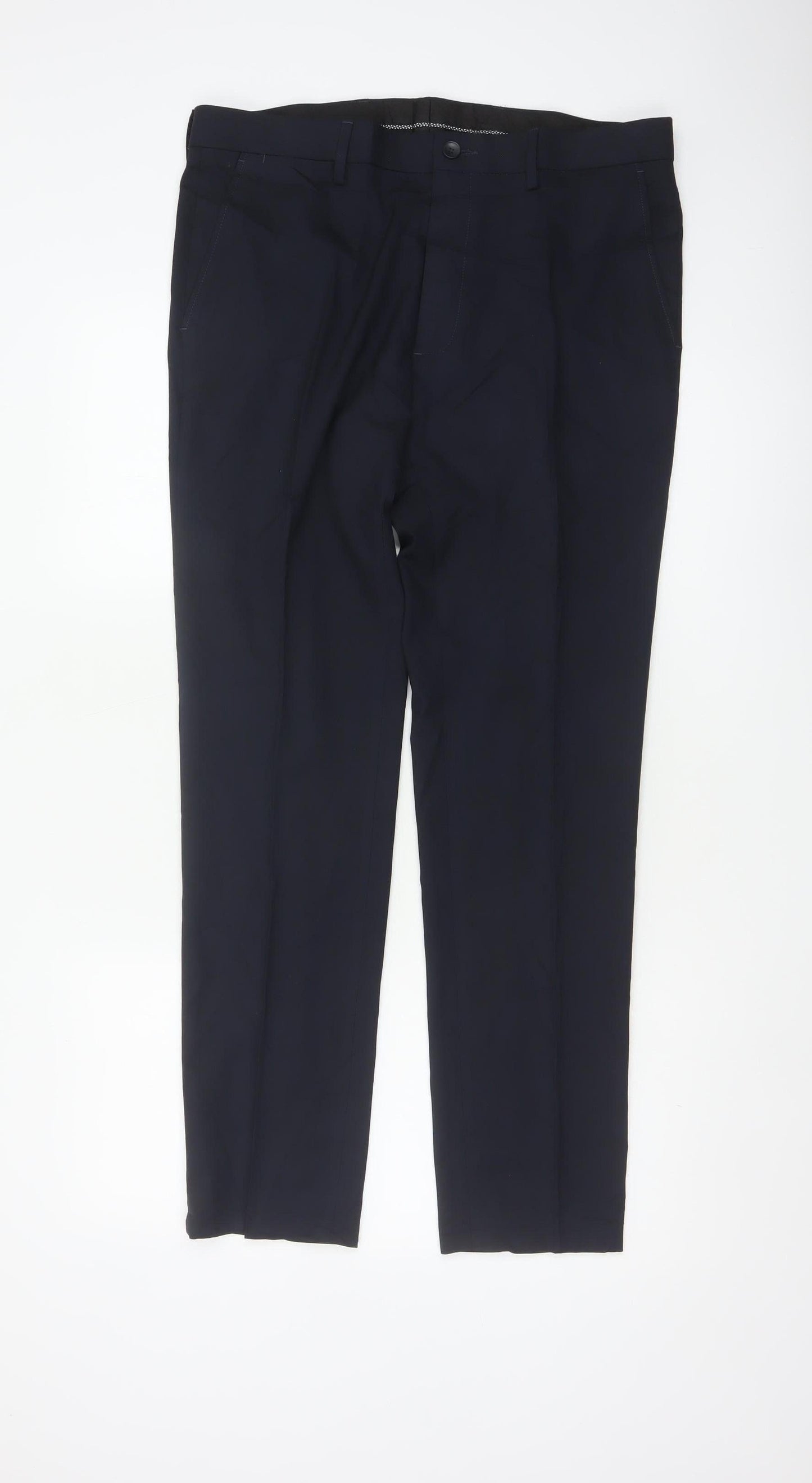 Marks & Spencer Men's Navy 34/31 Skinny Smart Dress Trousers Stretch