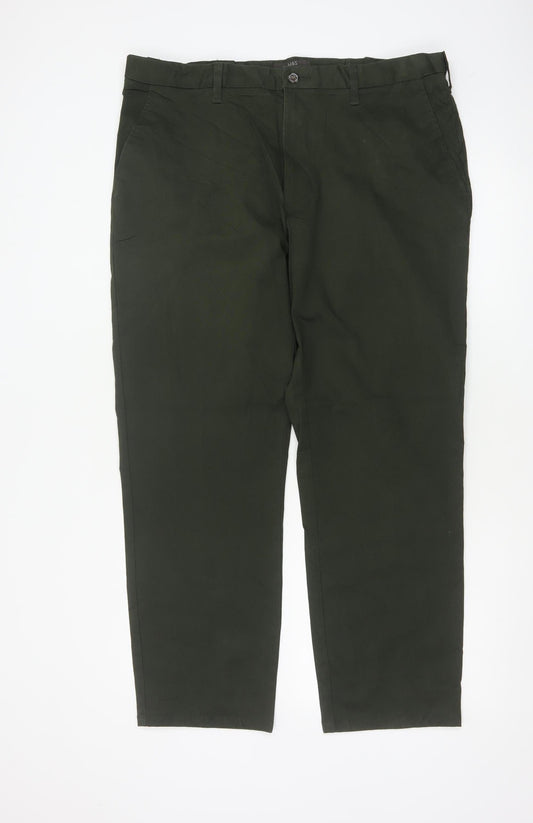 Marks & Spencer Men's Green 38/29 Regular Stretch Chino Trousers