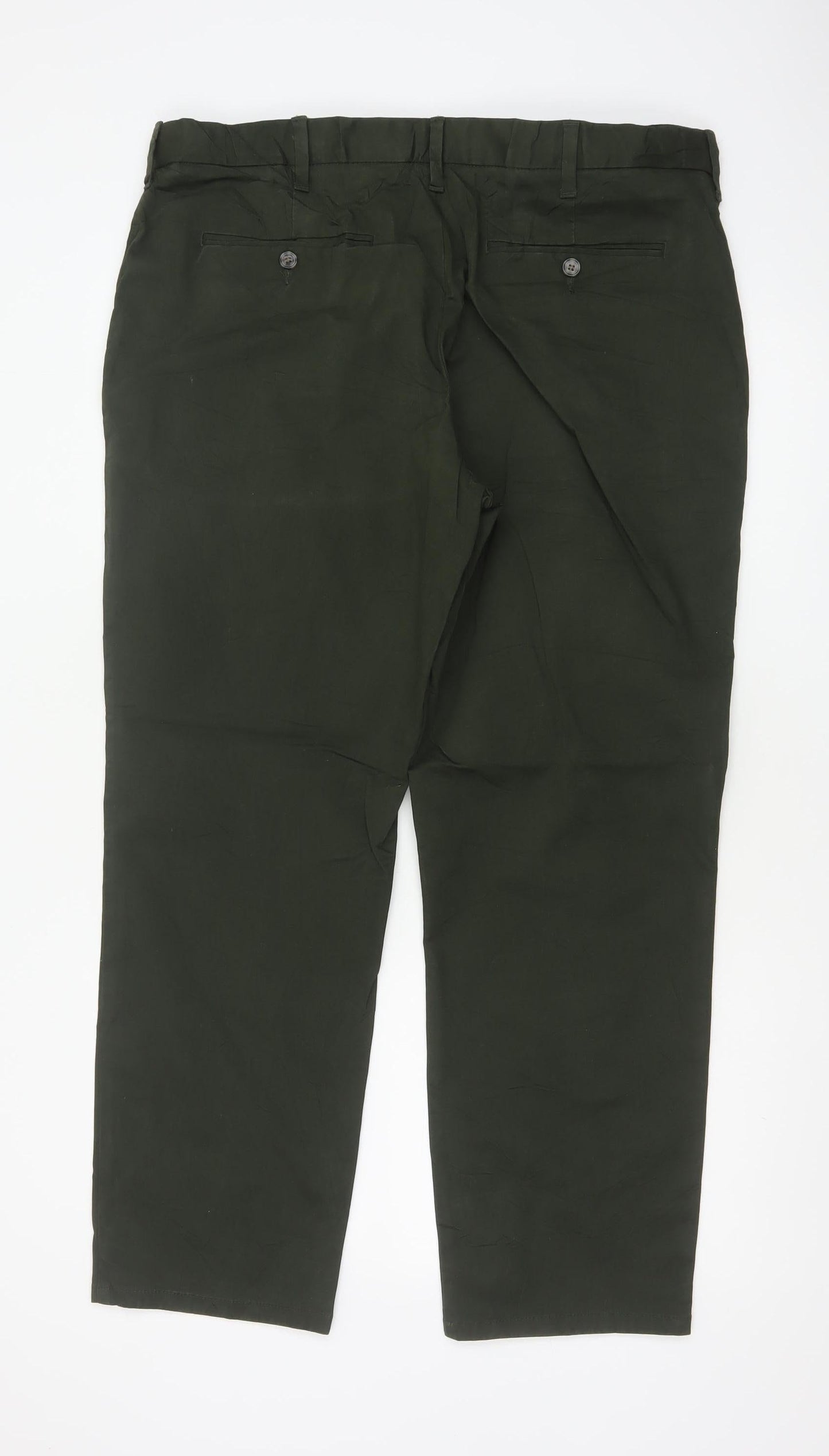 Marks & Spencer Men's Green 38/29 Regular Stretch Chino Trousers