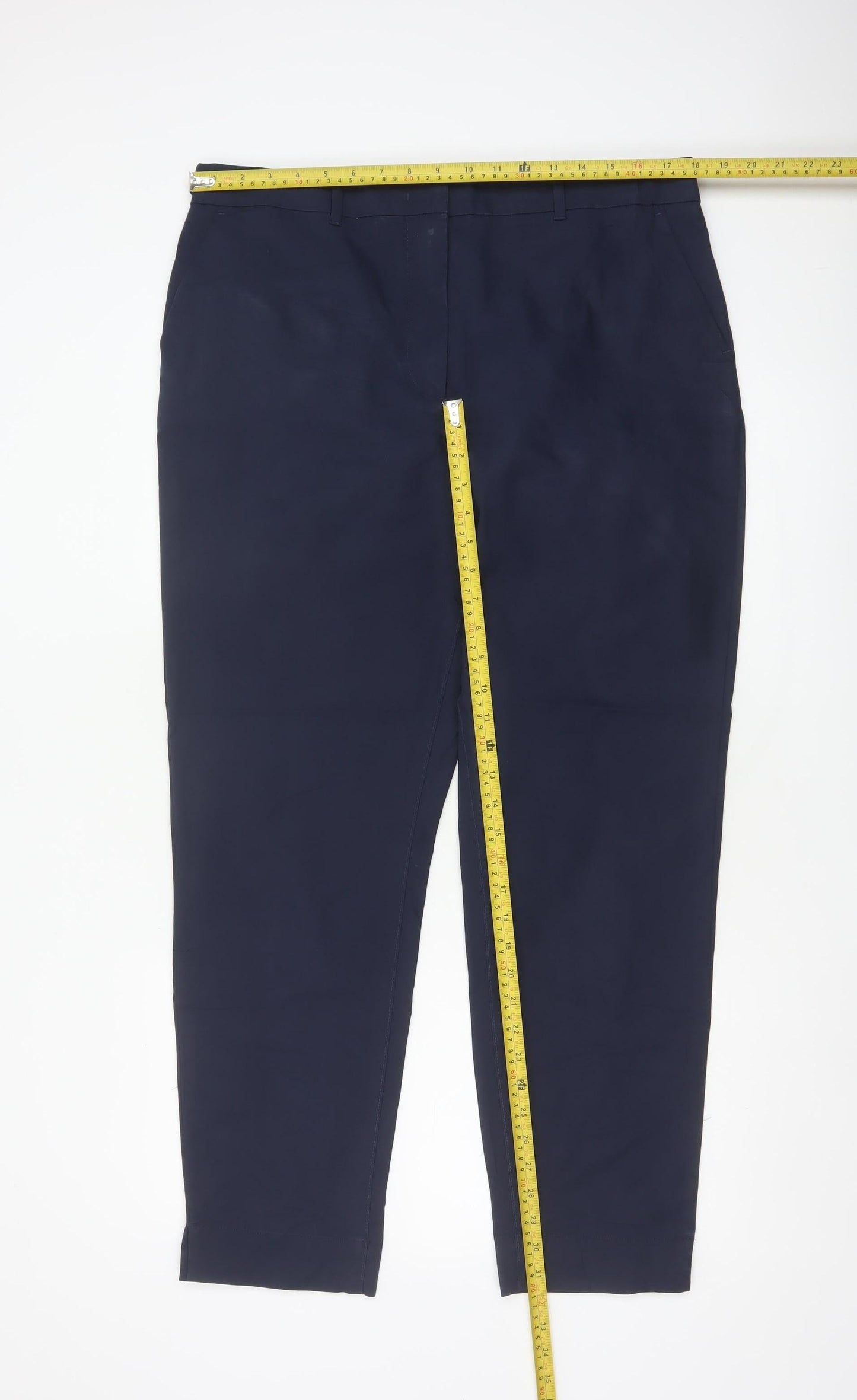 M&S Women’s Blue Size 16 Cotton Blend Tapered Work Trousers