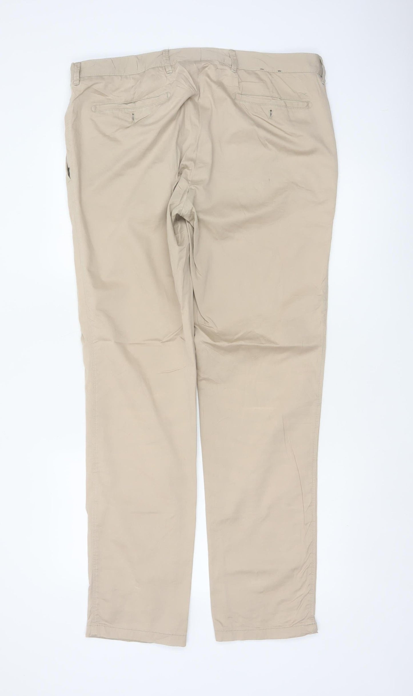 Brax Men’s Beige 36R Felix Stretch Cotton Chino Straight Trousers