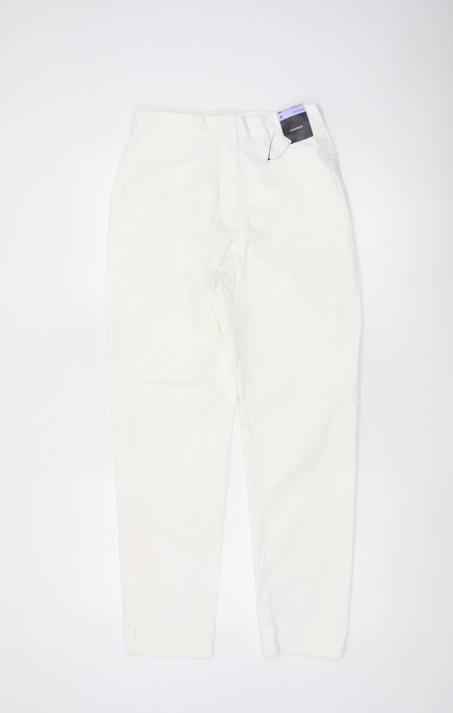 M&S Women’s White Chino Tapered Trousers UK 8 Regular