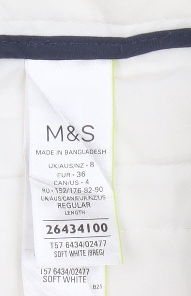 M&S Women’s White Chino Tapered Trousers UK 8 Regular