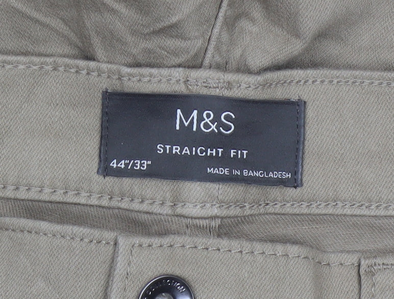 Marks & Spencer Men’s Beige 44/33 Straight Fit Stretch Chino Trousers