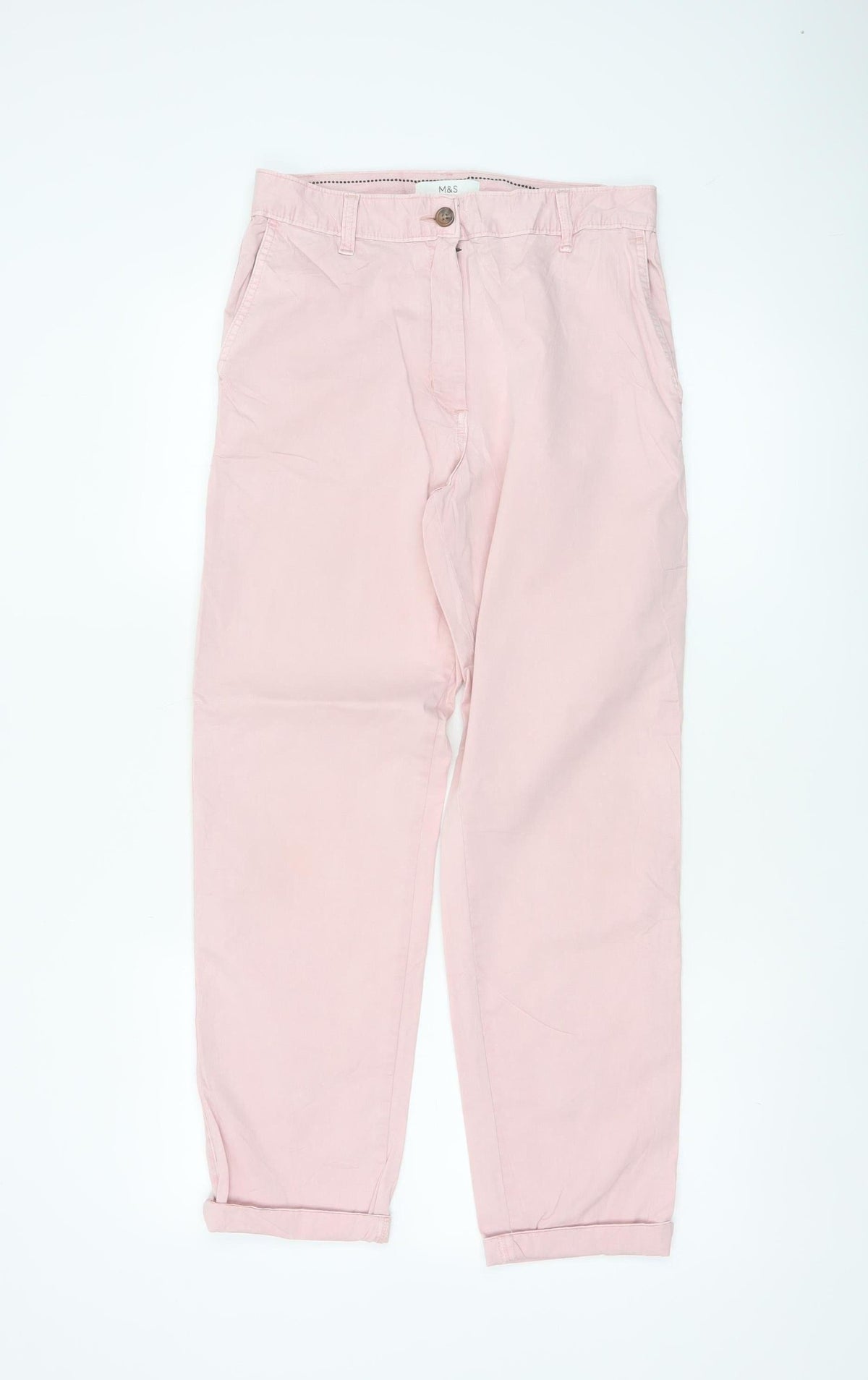M&S Women’s Pink Size 8 Regular Tapered Chino Trousers
