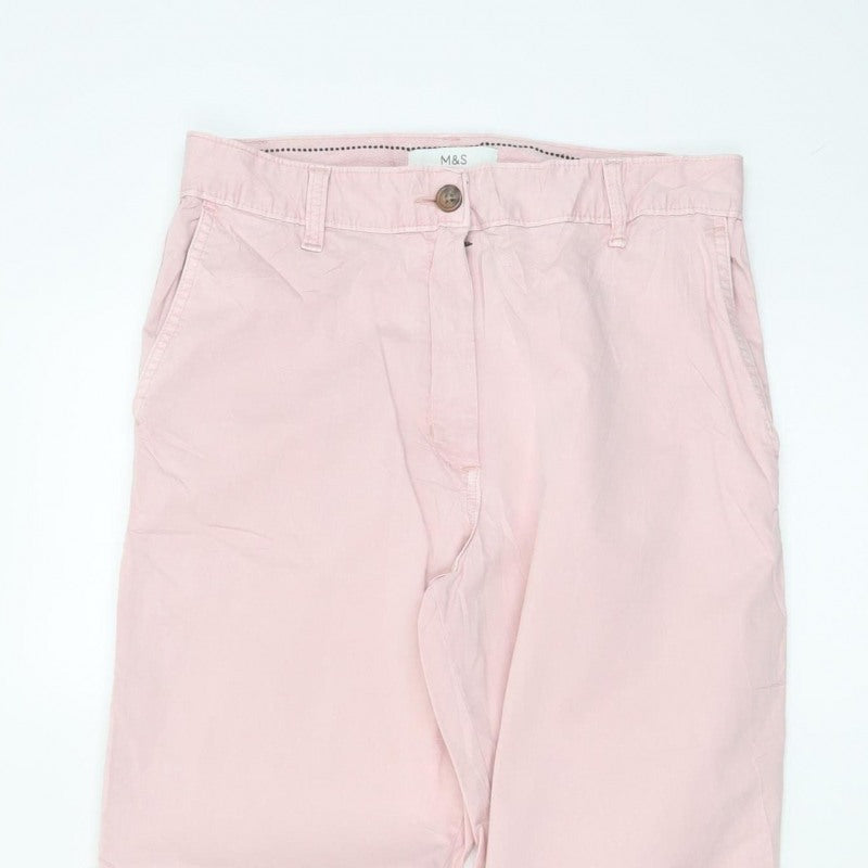 M&S Women’s Pink Size 8 Regular Tapered Chino Trousers