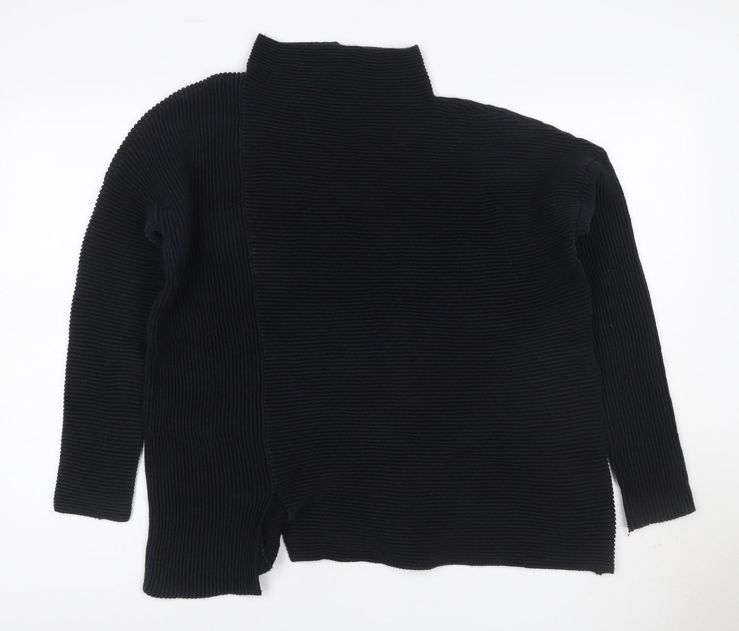 French Connection Women’s Black S Rib Knit Open High Neck Cardigan