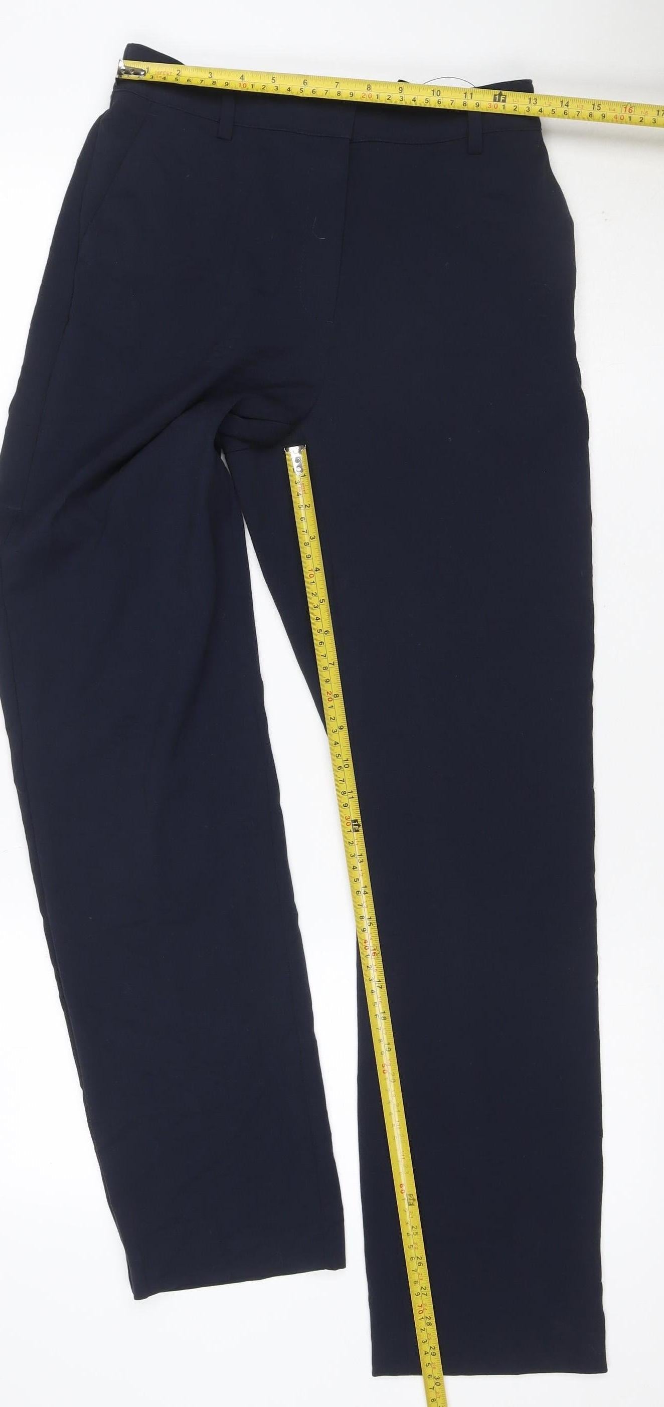 Marks and Spencer Women Navy Blue UK 10 Straight Leg Dress Trousers