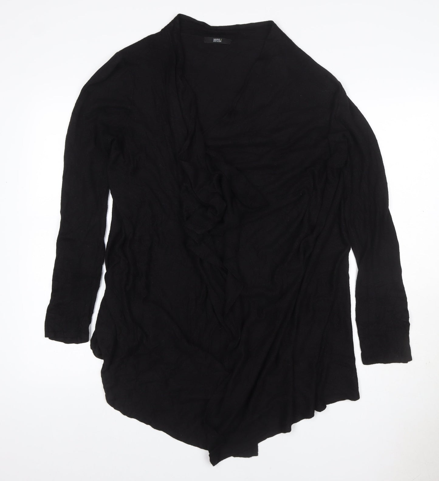Marks and Spencer Women's Black UK 16 Long Sleeve Open Wrap Cardigan