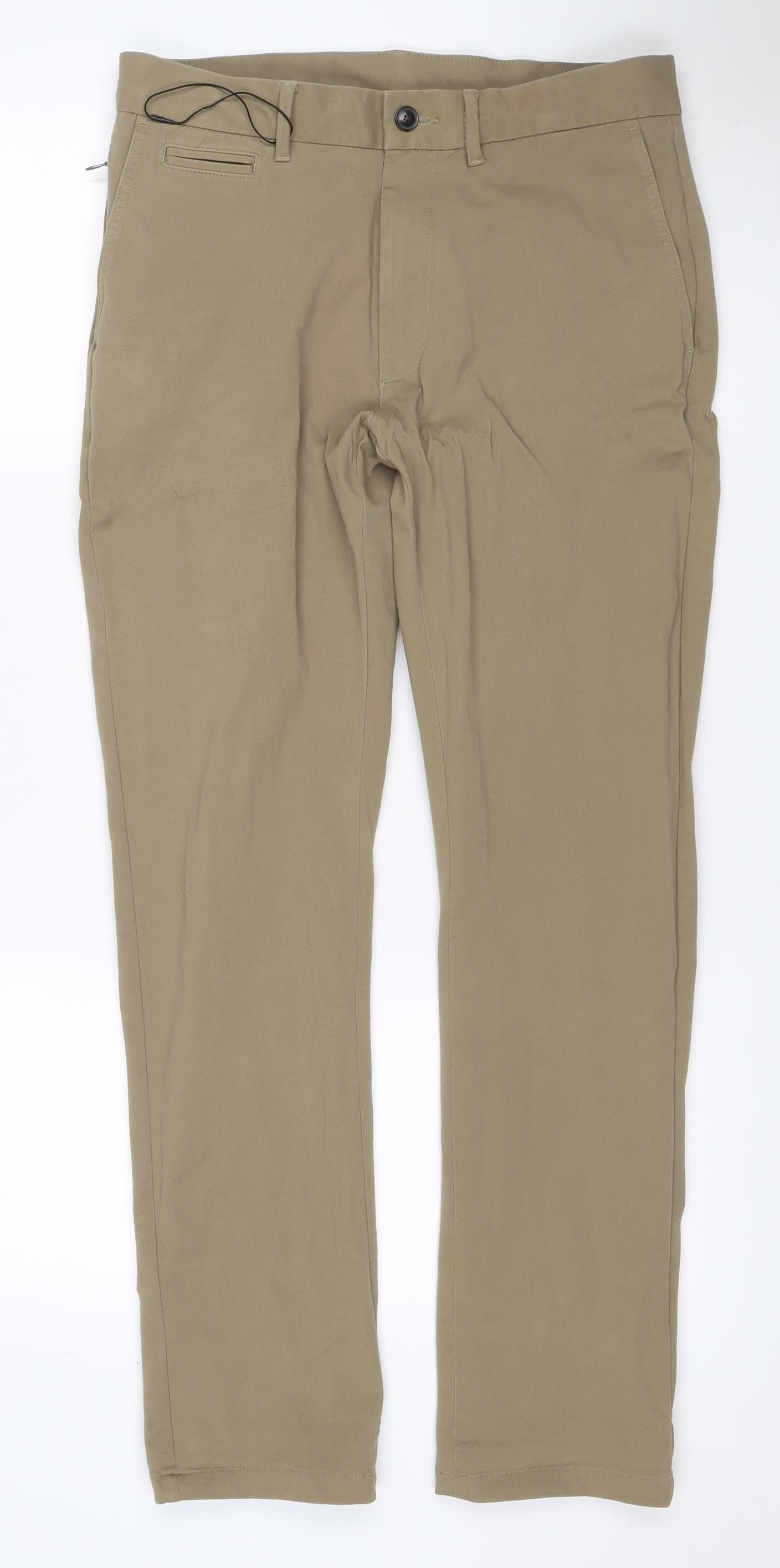 Marks and Spencer Men's Beige 30/31 Ultimate Slim Chino Trousers Stretch