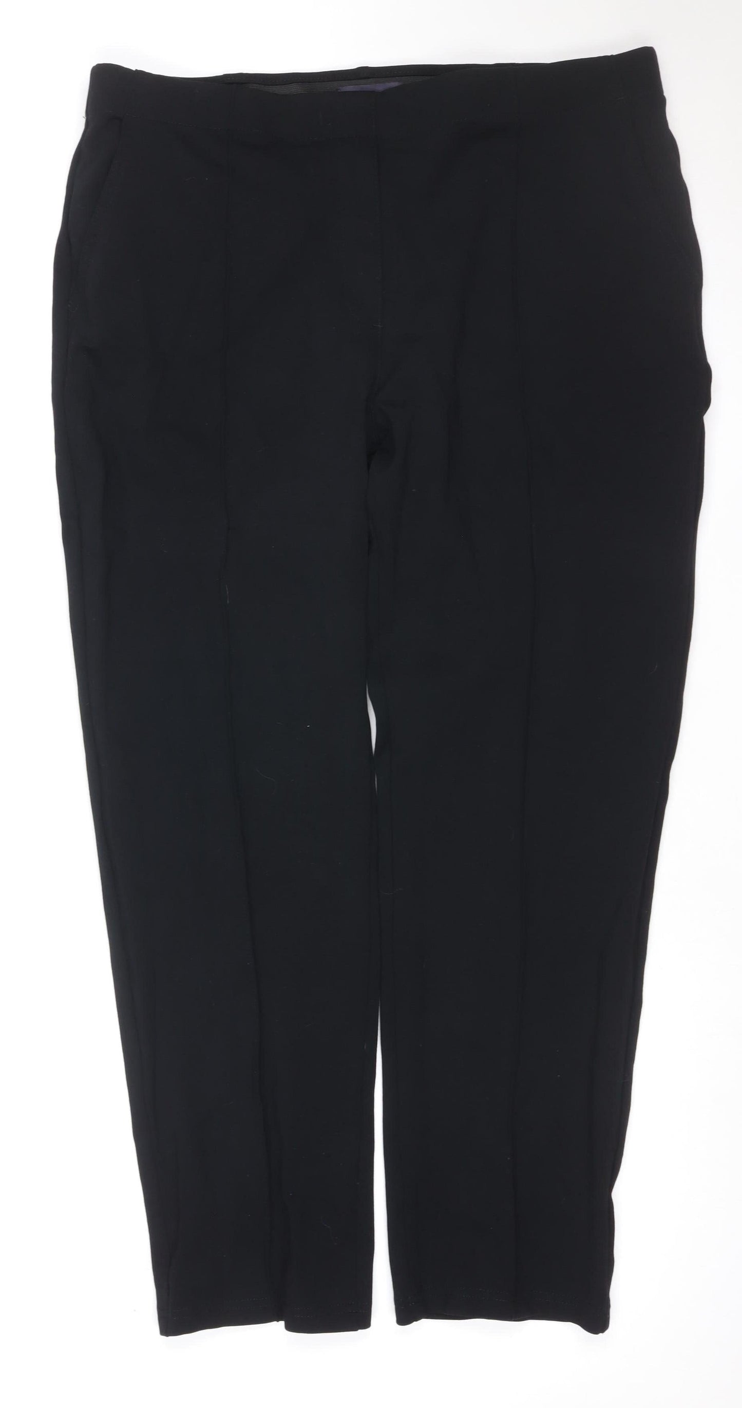 Marks & Spencer Women Black UK 18 Short Straight Tailored Dress Trousers