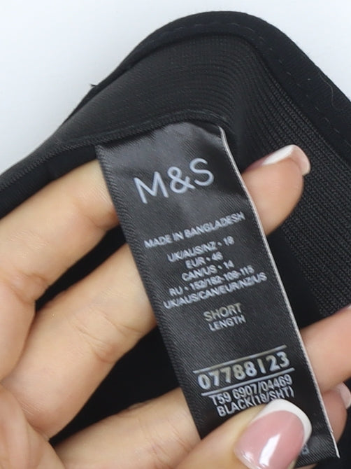 Marks & Spencer Women Black UK 18 Short Straight Tailored Dress Trousers