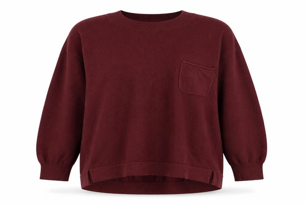 Front view of French Connection Women Red XL Crew Neck Pocket jumper
