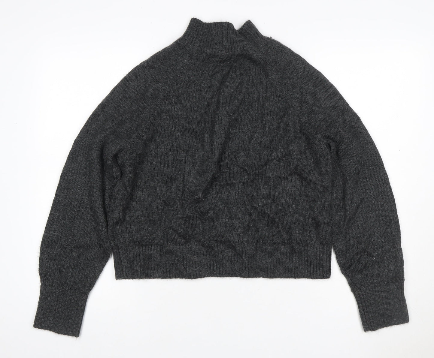 Per Una Women Grey M High Neck Raglan Knit Jumper Wool Blend