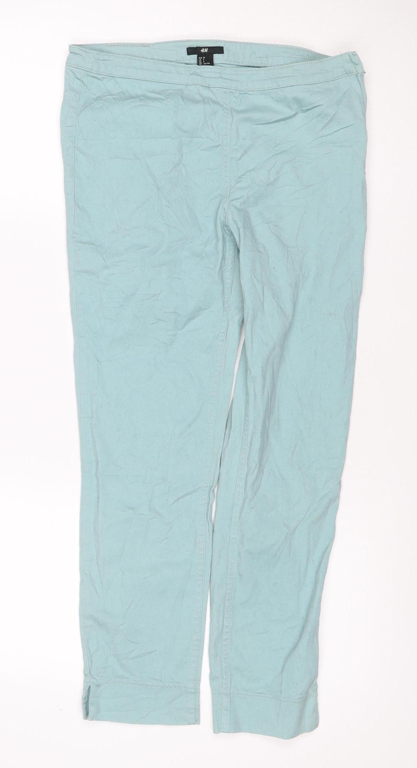 H&M Women Blue UK 10 Straight Leg Cotton Stretch Jeans