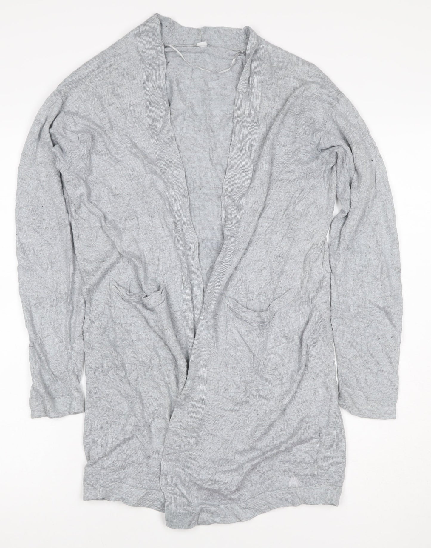 Uniqlo Women Grey Linen Viscose Open Front Cardigan Size M UK 12