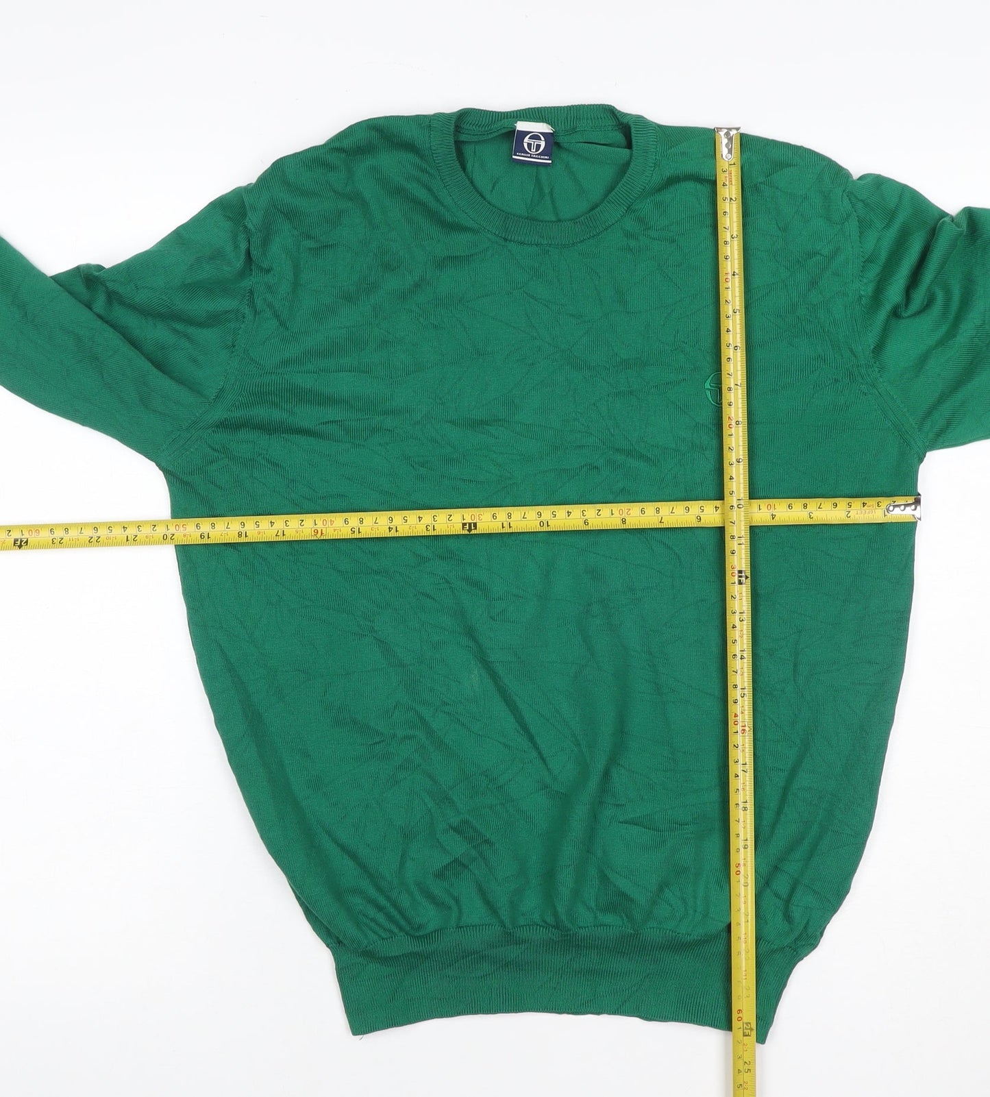Sergio Tacchini Mens Green 2XL Crew Neck Logo Cotton Pullover Jumper