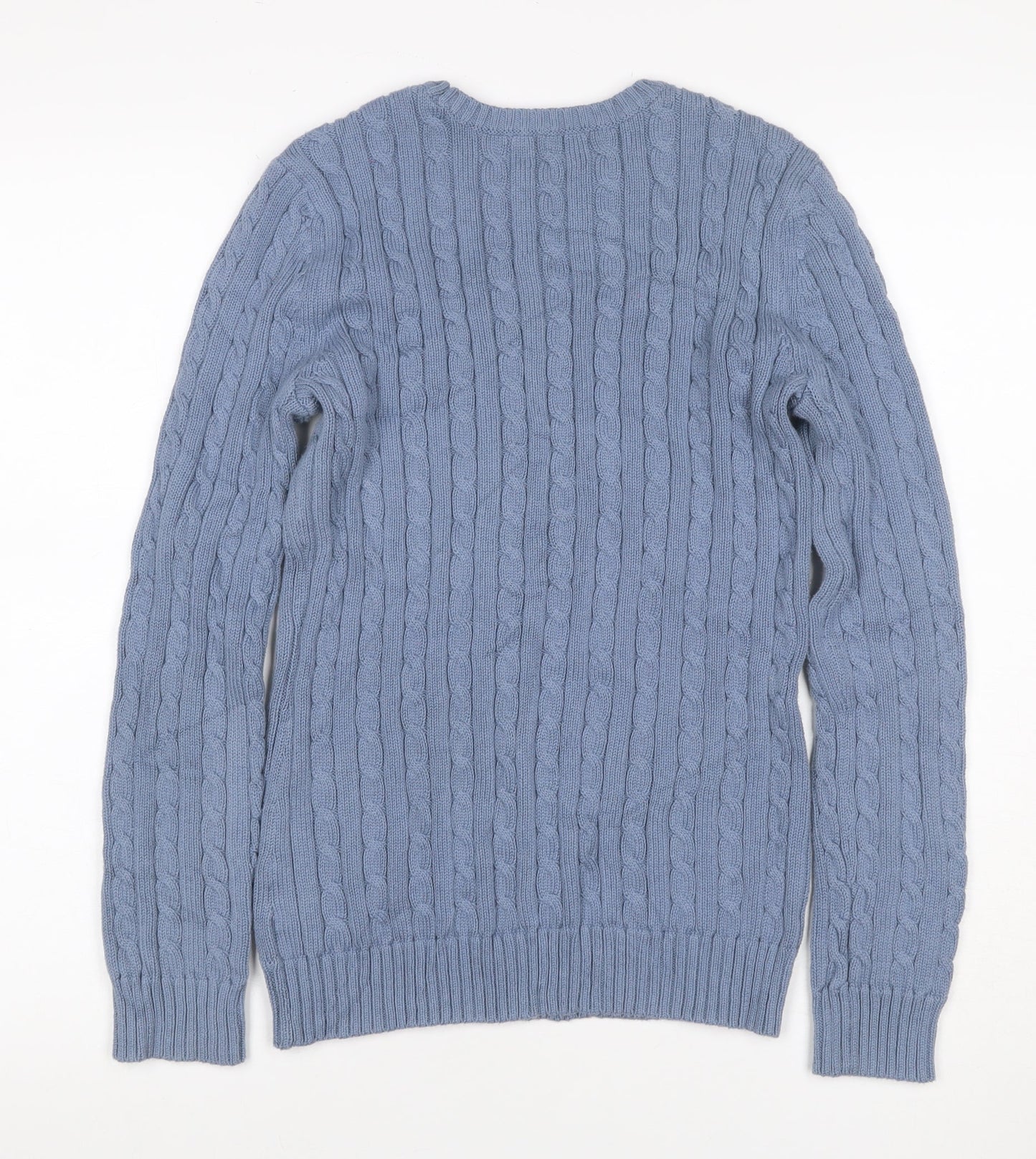 Lauren Ralph Lauren Women Blue S Cable Knit Cotton Crew Neck Jumper