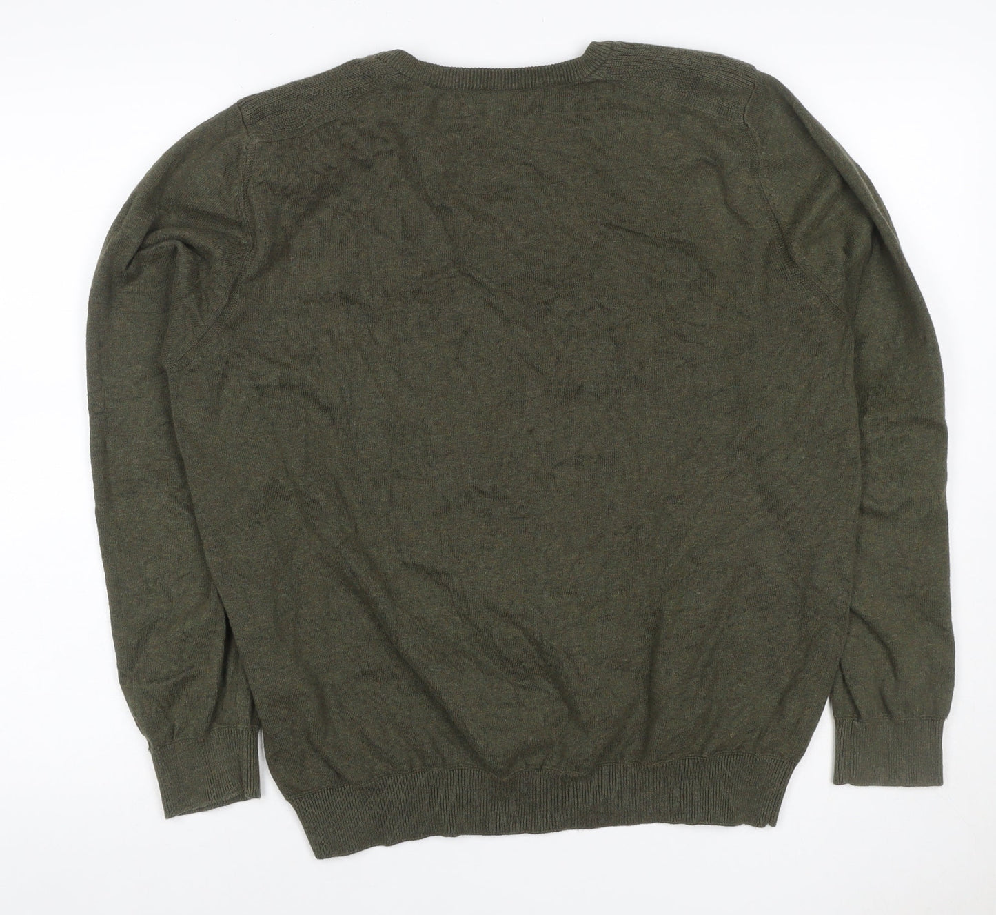 Ben Sherman Men’s Green L Cotton Crew Neck Logo Pullover Jumper